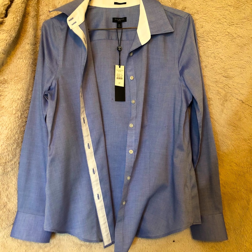 Talbots Petites Wrinkle Resistance Button Up